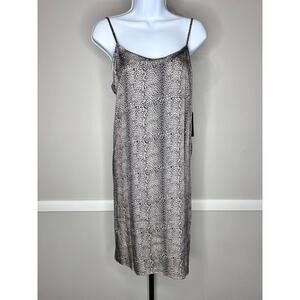 ☀️Chaser NWT Leopard Print Slip Dress Midi Spaghetti Strap Neutral Size Small